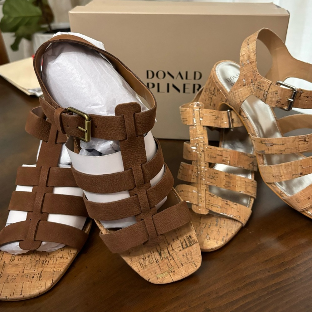 Donald J. Pliner Dashira Cork Strappy 3” Heel Sandle Bundle (8.5worn 1x + 9NWT)